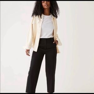 Frank & Oak Pants Alice Pants Straight Leg Crop Black High Rise Wool Sz 8